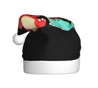 WHJSHOP Cappello di Natale con piccolo fiore rosso e simpatico dinosauro stampato per adulti che lo rende un regalo divertente e durevole per uomini e donne