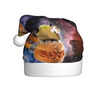 WHJSHOP Cappello di Natale in peluche per adulti, con stampa a forma di gatto divertente, con stampe spaziali, morbido al tatto, per feste e balli, adatto per uomini e donne