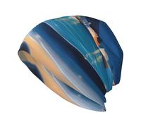 WHJSHOP Cappello Kni lavorato a maglia alla moda per adulti, con stampa di una piccola città sotto la luna, leggero, elastico e caldo, nero