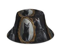 WHJSHOP Cat in The Mirror Cappello da pescatore riflettente da uomo e donna casual all'aperto nero