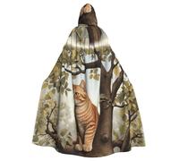 WHJSHOP Cat In The Treetop Picture Halloween Adulto Mantello Con Cappuccio Uomini E Donne Abbigliamento Mantello Gioco di Ruolo