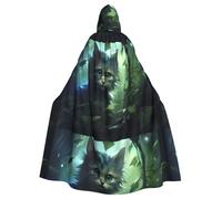 WHJSHOP Cat In The Vine Picture Halloween Adulto Mantello con Cappuccio Uomini E Donne Abbigliamento Mantello Gioco di Ruolo