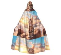 WHJSHOP Cat Looking For The Sky Picture Halloween Adulto Mantello Con Cappuccio Abbigliamento Uomo E Donna Mantello Gioco di Ruolo