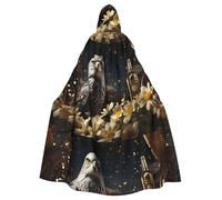 WHJSHOP Champagne Fiore Hawk Immagine Halloween Adulto Mantello Con Cappuccio Uomini E Donne Abbigliamento Mantello Gioco di Ruolo