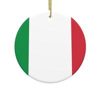 WHJSHOP Ciondolo rotondo da appendere all'albero di Natale con bandiera italiana, 7,4 cm, squisito e durevole