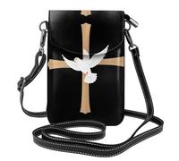 WHJSHOP Colomba bianca sotto la piccola borsa del telefono di vibrazione di vibrazione della borsa di cuoio delle donne dell'immagine della croce, impermeabile e durevole