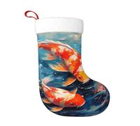 WHJSHOP Colorato koi nel lago modello Natale calze decorative per decorare durante Halloween, Natale e Capodanno