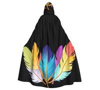 WHJSHOP Colorful Turchia Piume Immagine Halloween Adulto Con Cappuccio Mantello Da Uomo E Donna Abbigliamento Mantello Gioco di Ruolo