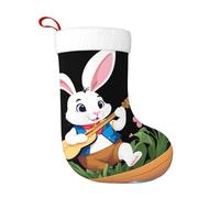 WHJSHOP Coniglio che gioca la pipa sulla barca dei fiori modello natalizio calzini decorativi per decorare durante Halloween, Natale e Capodanno