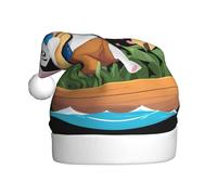 WHJSHOP Coniglio che gioca la pipa sulla barca dei fiori Stampa Cappello di Natale per adulti per uomini e donne fascia per abbigliamento per occasioni festive