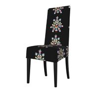 WHJSHOP Copertura protettiva colorata con motivo albero di Natale con fiocco di neve per sedia da pranzo, morbida, confortevole, resistente alle pieghe, elastica adatta alla maggior parte delle sedie