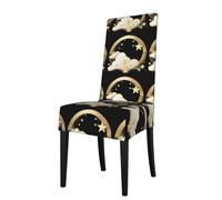 WHJSHOP Copertura protettiva per sedia da pranzo con stelle dorate tra le nuvole bianche, morbido, confortevole, resistente alle pieghe, elastico, si adatta alla maggior parte delle sedie senza