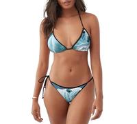 Whjshop Costume da bagno da donna 2 pezzi bikini orso polare ghiaccio stampato triangolo costumi da bagno, nero, L