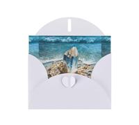 WHJSHOP Crystals by the Sea Prints, biglietto di auguri con carta perlata di alta qualità, effetto perlato su entrambi i lati, busta in carta perlata con fibbia d'amore