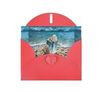 WHJSHOP Crystals by the Sea Prints, biglietto di auguri con carta perlata di alta qualità, effetto perlato su entrambi i lati, busta in carta perlata con fibbia d'amore