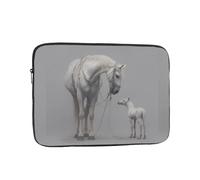 WHJSHOP Custodia per laptop con motivo cavalli che si fissano l'un l'altro, antiurto, portatile, per uomini e donne, viaggi d'affari, scuola e ufficio