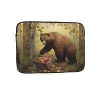 WHJSHOP Custodia per laptop con motivo orso marrone che raccoglie mele, antiurto, portatile, per uomini e donne, viaggi d'affari, scuola e ufficio