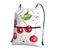 WHJSHOP Cute little Cherry Prints - Zaino con coulisse e cerniera, leggero, impermeabile, con tasca frontale e organizer interno, per viaggi, yoga e altro ancora