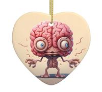 WHJSHOP Decorazione natalizia in ceramica a forma di cuore per albero da appendere nelle festività natalizie con stampe di cervello umano