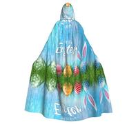 WHJSHOP Easter Egg Bunny Grass Wood Prints Mantello con cappuccio - Drammatico a maniche lunghe Cosplay Layer