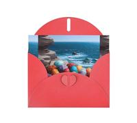 WHJSHOP Easter Eggs on the Coast, biglietto di auguri con stampa di uova di Pasqua - carta perlescente di alta qualità, effetto perlato su entrambi i lati, busta con fibbia d'amore