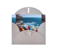 WHJSHOP Easter Eggs on the Coast, biglietto di auguri con stampa di uova di Pasqua - carta perlescente di alta qualità, effetto perlato su entrambi i lati, busta con fibbia d'amore