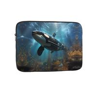 WHJSHOP Enorme custodia per computer portatile con immagine di balene assassine, antiurto, portatile, per uomini e donne, viaggi d'affari, scuola e ufficio uso quotidiano