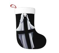 WHJSHOP Fantasma dietro la croce stampa calze decorative natalizie per decorare durante Halloween, Natale e Capodanno