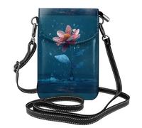 WHJSHOP Fiore di cristallo nella borsa del telefono di vibrazione della tracolla delle piccole donne di cuoio dell'immagine delle gocce di pioggia, impermeabile e durevole