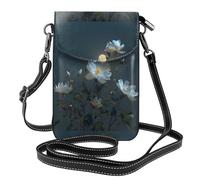 WHJSHOP Fiori sulla piccola borsa di cuoio del telefono di vibrazione di vibrazione delle donne dell'immagine della luna, impermeabile e durevole