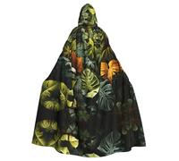 WHJSHOP Foglie di palma tropicale della foresta pluviale immagine Halloween adulto mantello con cappuccio abbigliamento uomo e donna mantello gioco di ruolo
