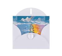 WHJSHOP Footprints on the Rainbow Prints, biglietto di auguri con carta perlescente di alta qualità, effetto perlato su entrambi i lati, busta in carta perlata con fibbia d'amore