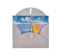 WHJSHOP Footprints on the Rainbow Prints, biglietto di auguri con carta perlescente di alta qualità, effetto perlato su entrambi i lati, busta in carta perlata con fibbia d'amore