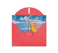 WHJSHOP Footprints on the Rainbow Prints, biglietto di auguri con carta perlescente di alta qualità, effetto perlato su entrambi i lati, busta in carta perlata con fibbia d'amore