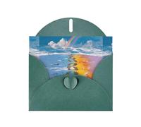 WHJSHOP Footprints on the Rainbow Prints, biglietto di auguri con carta perlescente di alta qualità, effetto perlato su entrambi i lati, busta in carta perlata con fibbia d'amore