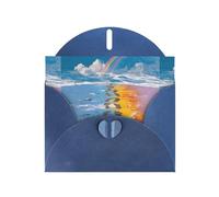 WHJSHOP Footprints on the Rainbow Prints, biglietto di auguri con carta perlescente di alta qualità, effetto perlato su entrambi i lati, busta in carta perlata con fibbia d'amore