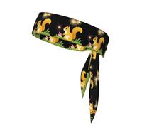 WHJSHOP Foulard sportivo con stampa di scoiattolo dorato che guarda fuochi d'artificio e assorbe il sudore, traspirante, fascia per capelli con movimento, fazzoletto su entrambi