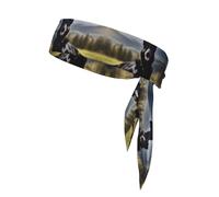 WHJSHOP Foulard sportivo nero con stampa di cane da pastore tedesco, assorbe il sudore e traspirante, fascia per capelli con movimento, fazzoletto su entrambi i lati