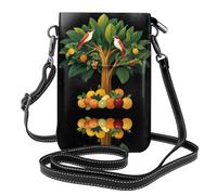 WHJSHOP Frutti e uccelli sulla borsa del telefono di vibrazione della borsa a tracolla delle donne del cuoio dell'immagine del grande albero, impermeabile e durevole