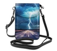 WHJSHOP Fulmine in una borsa del telefono di vibrazione della tracolla delle donne del cuoio delle piccole immagini, impermeabile e durevole