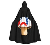 WHJSHOP Funghi con bandiere nazionali Stampe Halloween Adulto Mantello con Cappuccio Senza Cerniera, Comodo e Durevole per Giochi di Ruolo