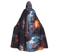 WHJSHOP Gatto Sul Bordo Della Finestra Immagine Halloween Adulto Mantello Con Cappuccio Uomini E Donne Abbigliamento Mantello Gioco Di Ruolo