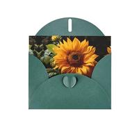 WHJSHOP giallo girasole verde scuro su sfondo marrone stampe biglietto di auguri - High-End carta perlescente double face effetto perla Love Buckle busta di carta perlato