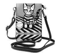 WHJSHOP Gioca la borsa del telefono di vibrazione della tracolla delle piccole donne di cuoio dell'immagine del gattino della palla, impermeabile e