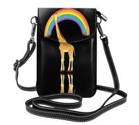 WHJSHOP Giraffa che raccoglie la piccola borsa del telefono di vibrazione della borsa a tracolla di cuoio delle donne di immagine dell'arcobaleno, impermeabile e durevole
