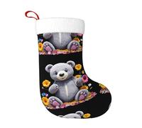 WHJSHOP Grande orso floreale nel mare di fiori stampe calze decorative natalizie per decorare durante Halloween, Natale e Capodanno