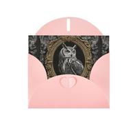 WHJSHOP Gufo in una cornice stampa biglietto di auguri - Carta perlescente di alta qualità, effetto perla su entrambi i lati, busta di carta perlata con fibbia d'amore