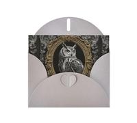 WHJSHOP Gufo in una cornice stampa biglietto di auguri - Carta perlescente di alta qualità, effetto perla su entrambi i lati, busta di carta perlata con fibbia d'amore