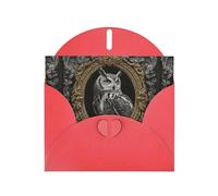 WHJSHOP Gufo in una cornice stampa biglietto di auguri - Carta perlescente di alta qualità, effetto perla su entrambi i lati, busta di carta perlata con fibbia d'amore