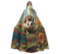 WHJSHOP Il mantello con cappuccio per adulti di Halloween con motivo riccio nella foresta è un mantello super grande, confortevole e resistente